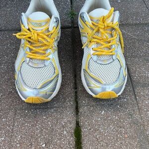 Yellow and Silver Athletic Sneakers